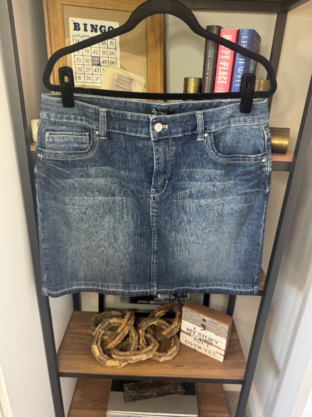 White House Black Market Denim 5 Pocket Mini Skirt - Size 12